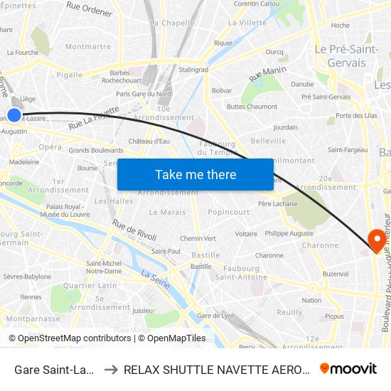 Gare Saint-Lazare - Rome to RELAX SHUTTLE NAVETTE AEROPORT TAXI TRANSFERT map