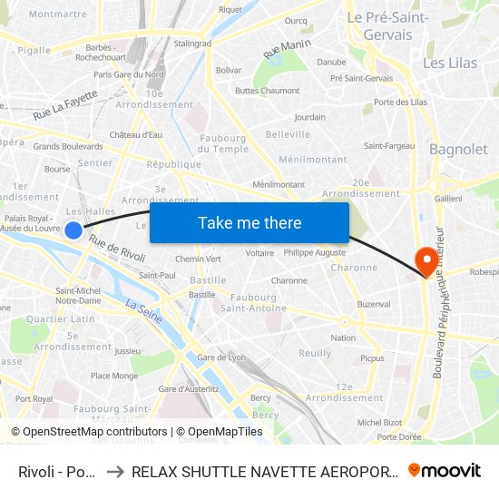 Rivoli - Pont Neuf to RELAX SHUTTLE NAVETTE AEROPORT TAXI TRANSFERT map