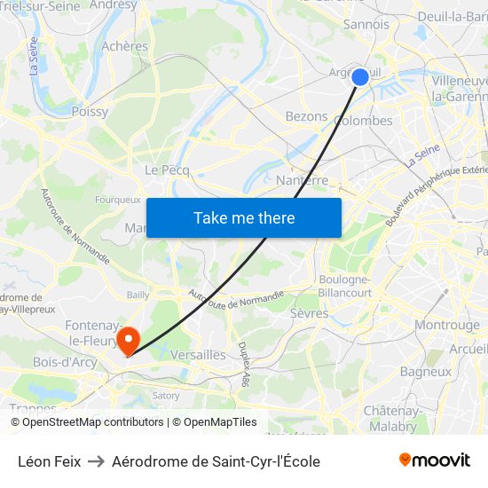 Léon Feix to Aérodrome de Saint-Cyr-l'École map
