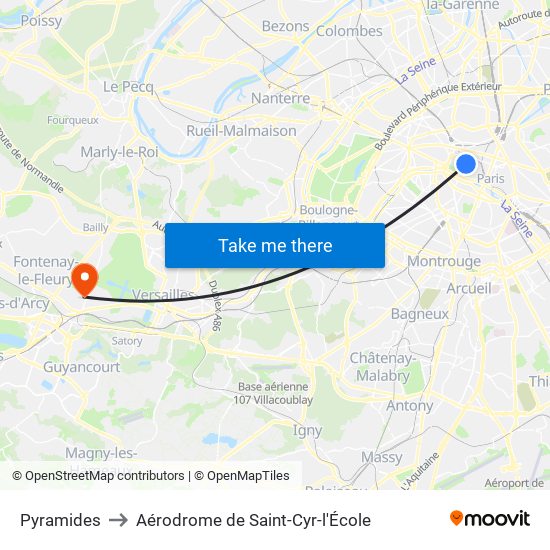 Pyramides to Aérodrome de Saint-Cyr-l'École map