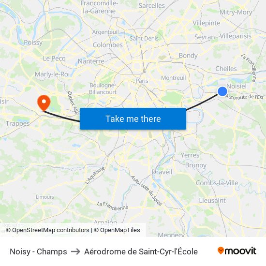 Noisy - Champs to Aérodrome de Saint-Cyr-l'École map