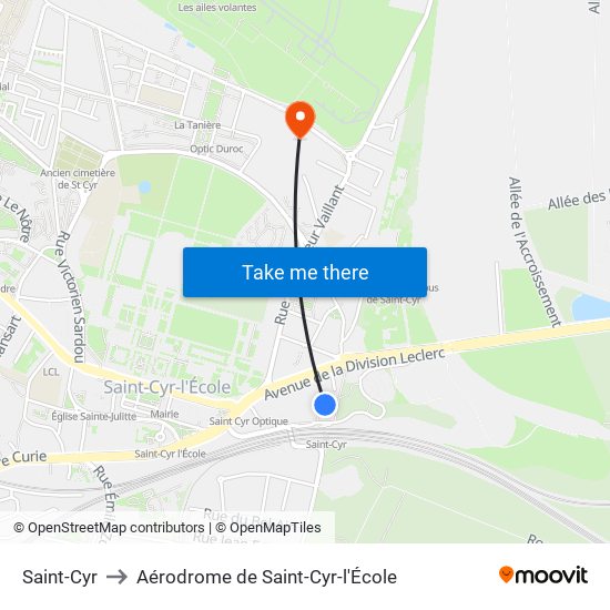 Saint-Cyr to Aérodrome de Saint-Cyr-l'École map