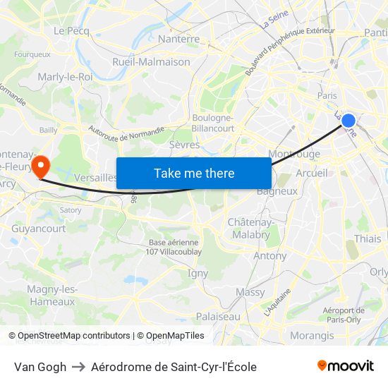 Van Gogh to Aérodrome de Saint-Cyr-l'École map