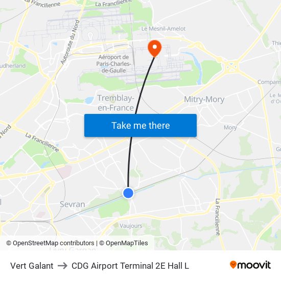 Vert Galant to CDG Airport Terminal 2E Hall L map
