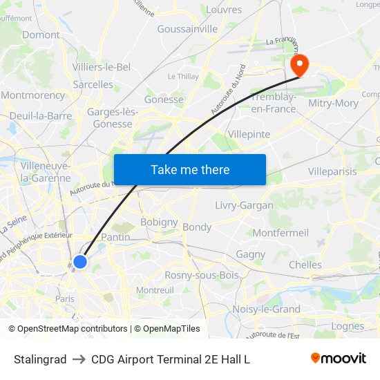 Stalingrad to CDG Airport Terminal 2E Hall L map