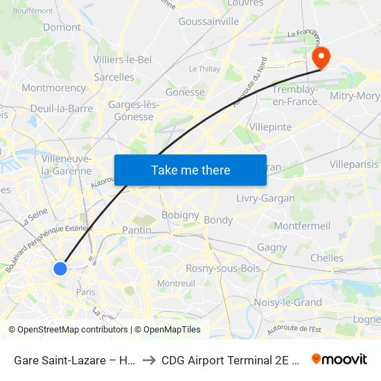 Gare Saint-Lazare – Havre to CDG Airport Terminal 2E Hall L map