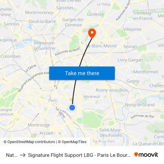 Nation to Signature Flight Support LBG - Paris Le Bourget Terminal 3 map