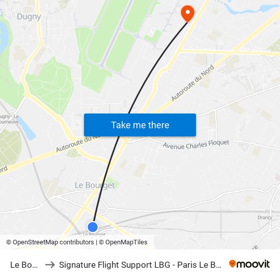 Le Bourget to Signature Flight Support LBG - Paris Le Bourget Terminal 3 map