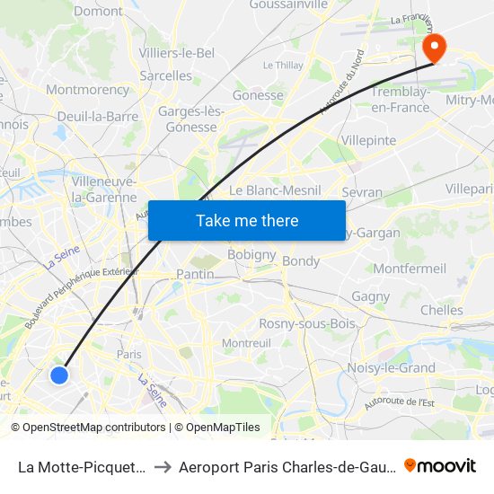 La Motte-Picquet - Grenelle to Aeroport Paris Charles-de-Gaulle TERMINAL L map
