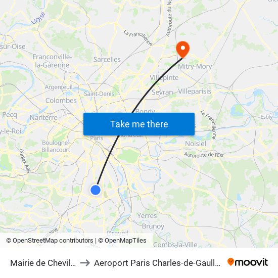 Mairie de Chevilly-Larue to Aeroport Paris Charles-de-Gaulle TERMINAL L map