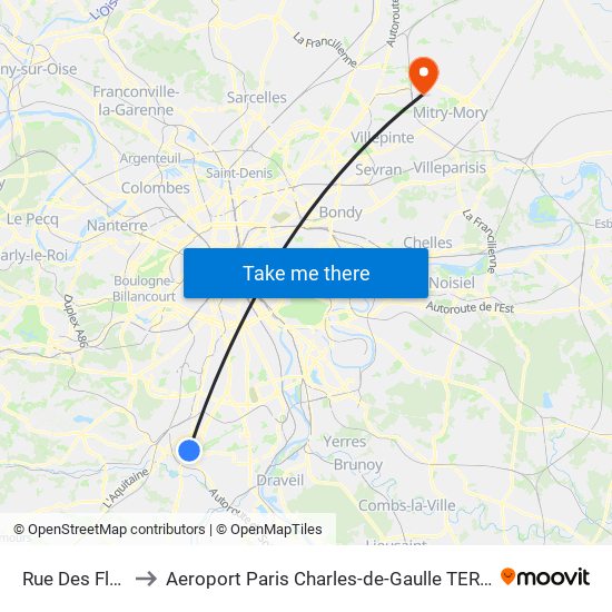 Rue Des Fleurs to Aeroport Paris Charles-de-Gaulle TERMINAL L map