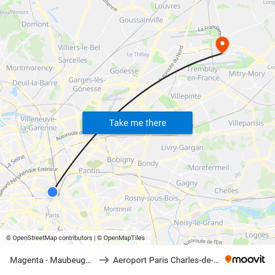 Magenta - Maubeuge - Gare du Nord to Aeroport Paris Charles-de-Gaulle TERMINAL L map