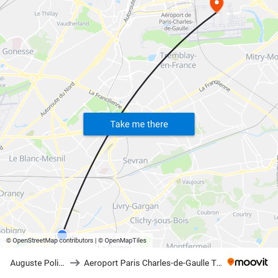 Auguste Polissard to Aeroport Paris Charles-de-Gaulle TERMINAL L map