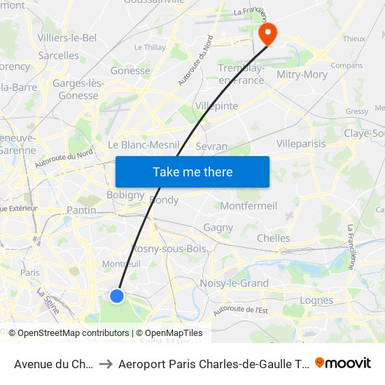 Avenue du Château to Aeroport Paris Charles-de-Gaulle TERMINAL L map