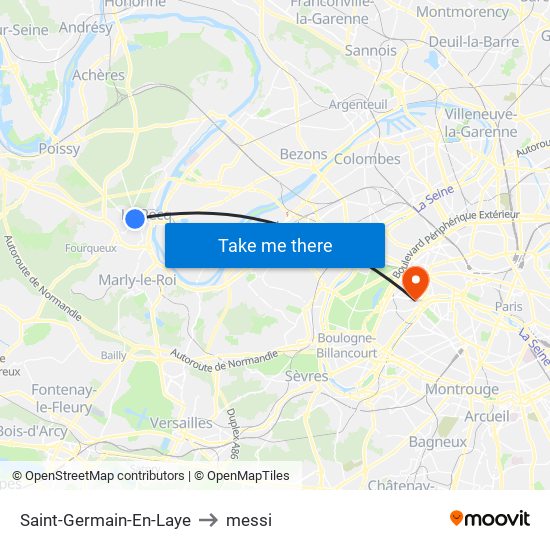 Saint-Germain-En-Laye to messi map