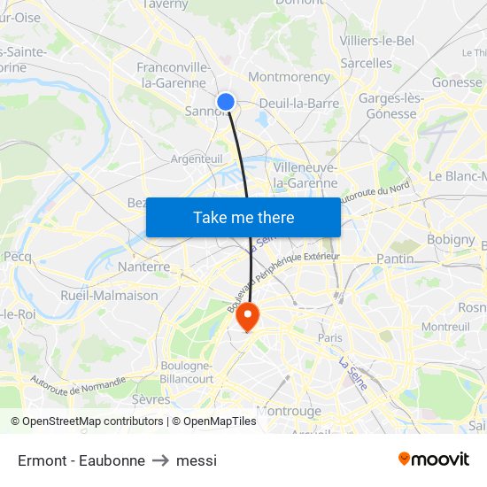 Ermont - Eaubonne to messi map