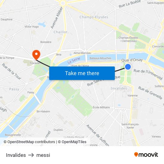 Invalides to messi map