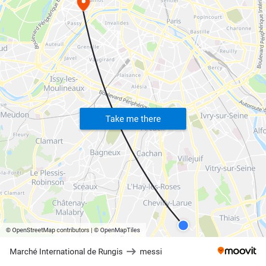 Marché International de Rungis to messi map