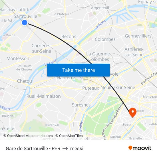 Gare de Sartrouville - RER to messi map