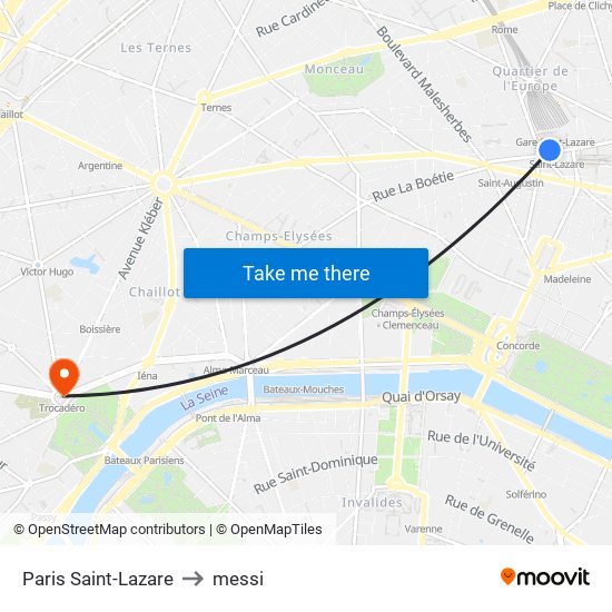 Paris Saint-Lazare to messi map