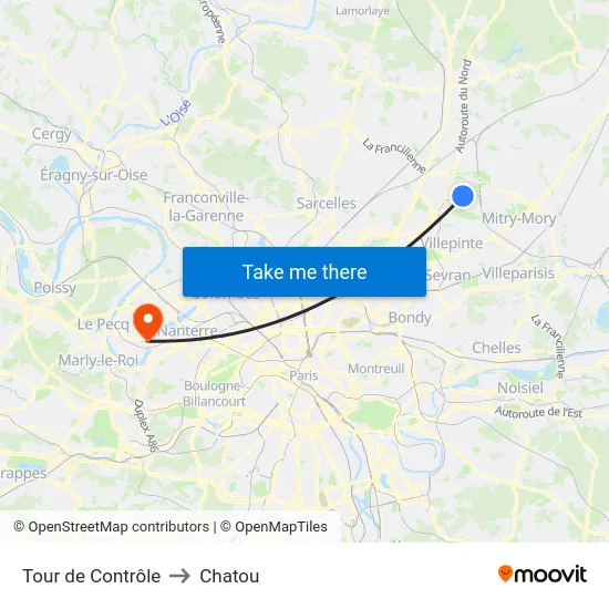 Tour de Contrôle to Chatou map