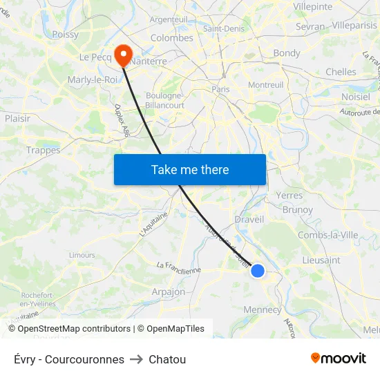 Évry - Courcouronnes to Chatou map