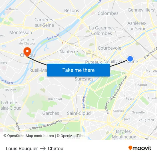 Louis Rouquier to Chatou map