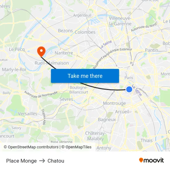 Place Monge to Chatou map