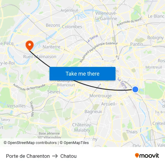 Porte de Charenton to Chatou map