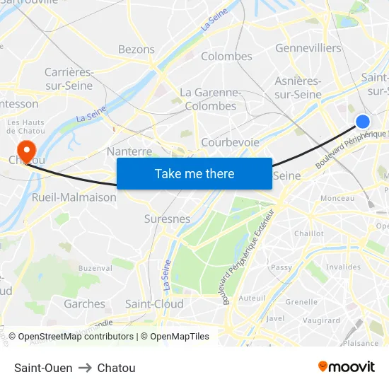Saint-Ouen to Chatou map