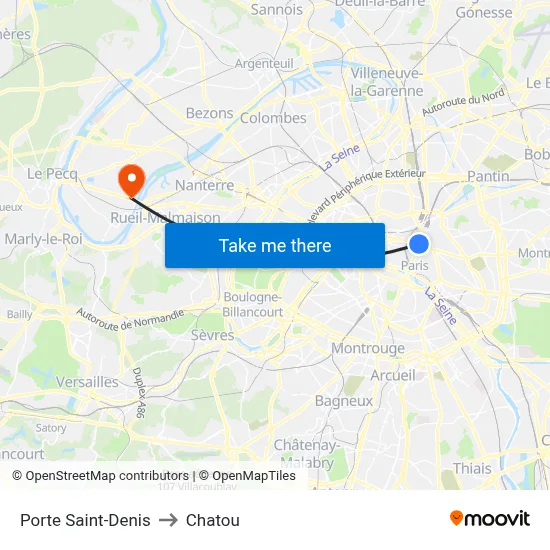Porte Saint-Denis to Chatou map
