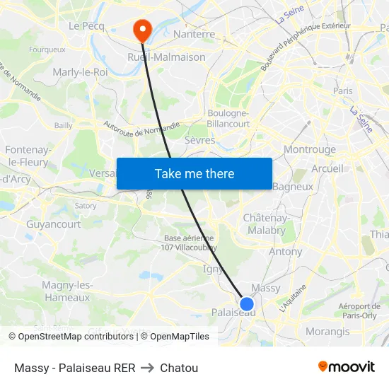 Massy - Palaiseau RER to Chatou map