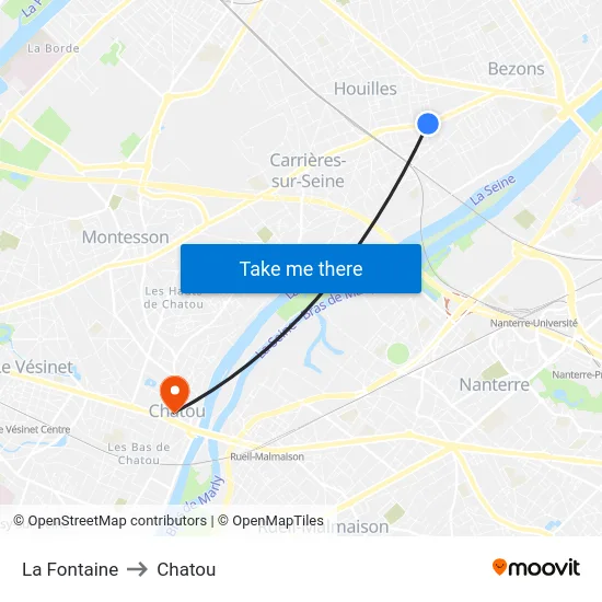 La Fontaine to Chatou map