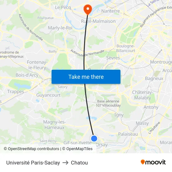 Université Paris-Saclay to Chatou map