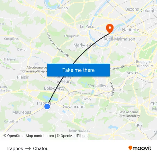 Trappes to Chatou map