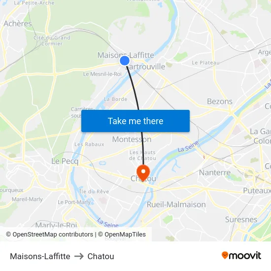 Maisons-Laffitte to Chatou map