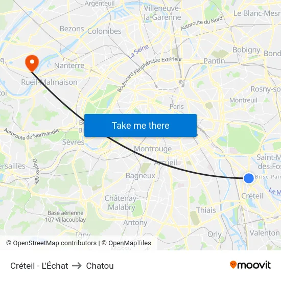 Créteil - L'Échat to Chatou map