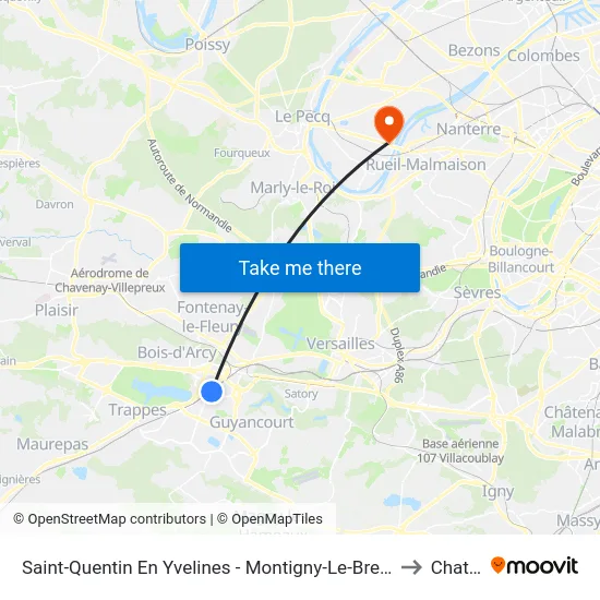 Saint-Quentin En Yvelines - Montigny-Le-Bretonneux to Chatou map