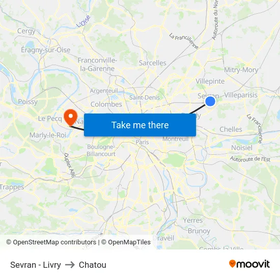 Sevran - Livry to Chatou map