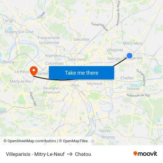 Villeparisis - Mitry-Le-Neuf to Chatou map