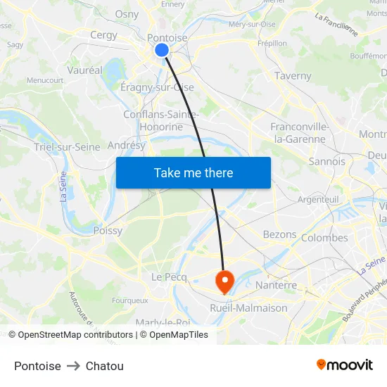 Pontoise to Chatou map