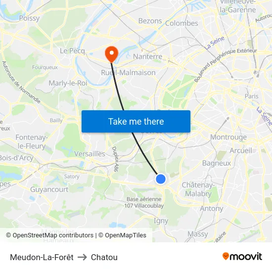 Meudon-La-Forêt to Chatou map