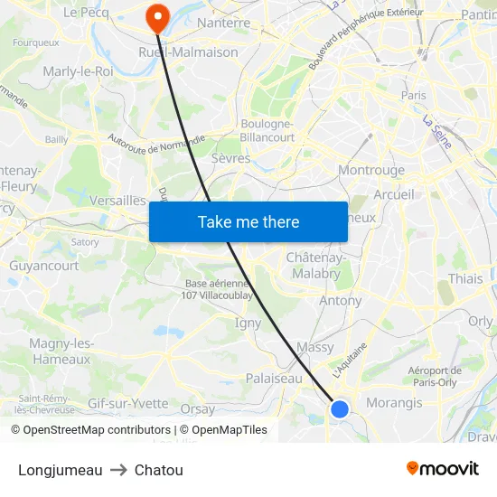 Longjumeau to Chatou map