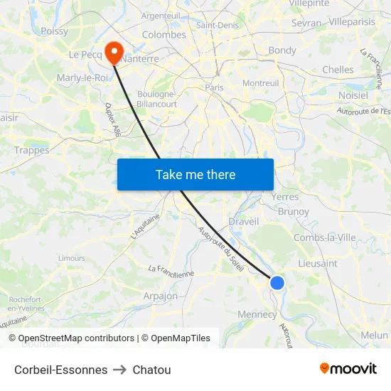Corbeil-Essonnes to Chatou map