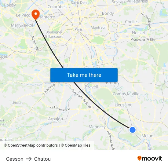 Cesson to Chatou map