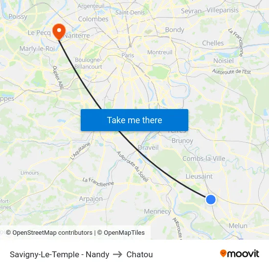 Savigny-Le-Temple - Nandy to Chatou map