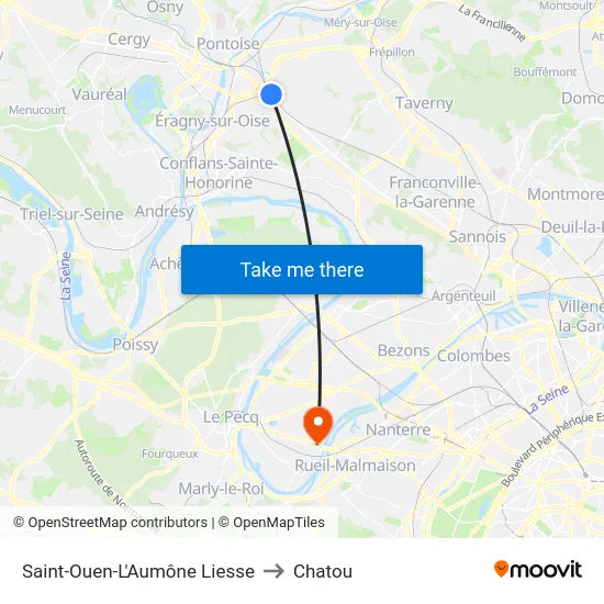 Saint-Ouen-L'Aumône Liesse to Chatou map