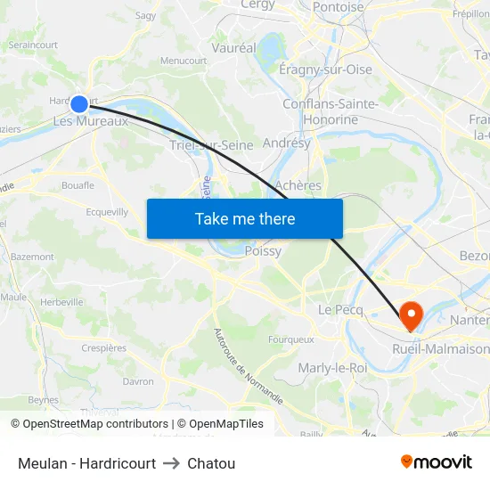 Meulan - Hardricourt to Chatou map