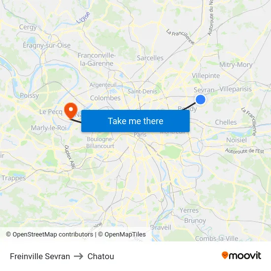 Freinville Sevran to Chatou map