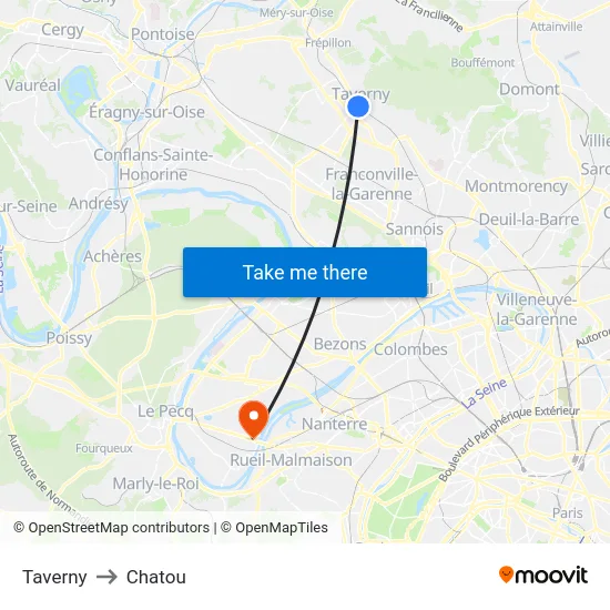 Taverny to Chatou map